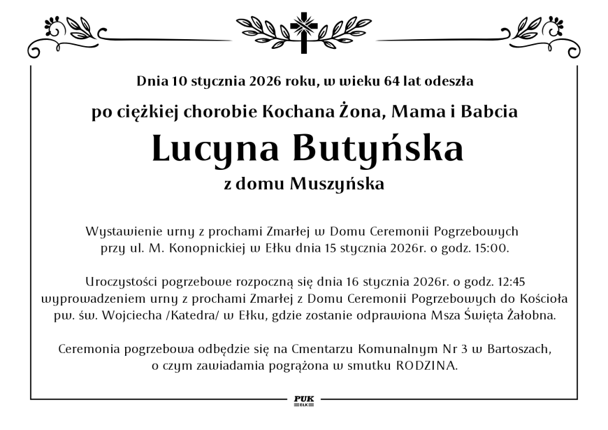 Lucyna Butyńska - nekrolog
